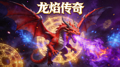 PG游戏开发案例《龙焰传奇》电子版游戏画面，展示巨龙与魔法特效